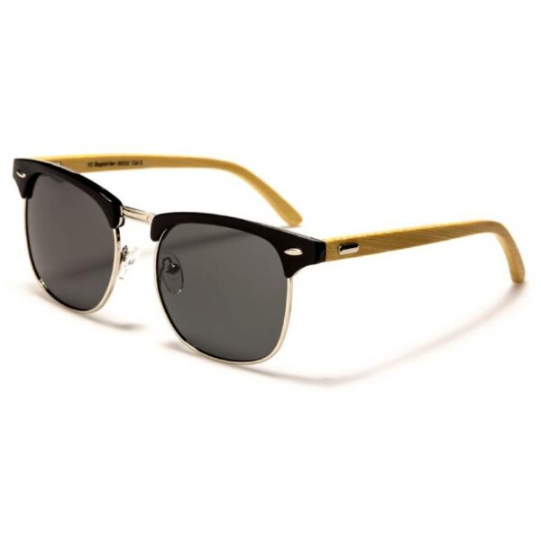 Super Bamboo Unisex Black Polarized Sunglasses