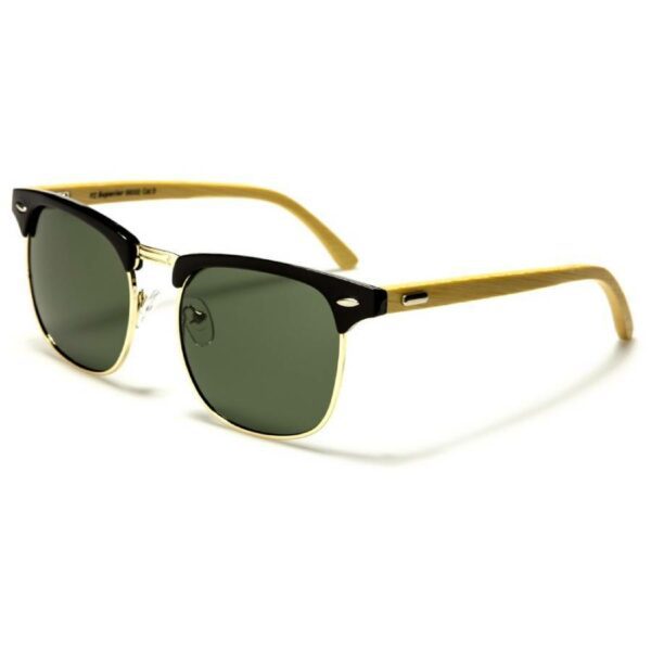 Super Bamboo Unisex Green Lens Polarized Sunglasses 1